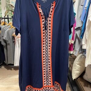 Lands' End Women's Tunic in Navy and Orange